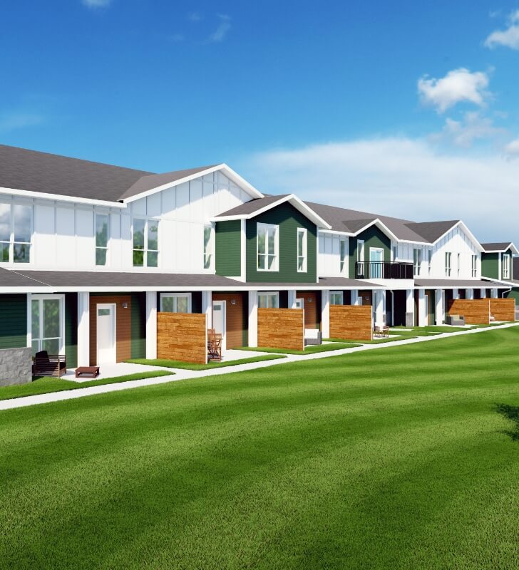 Outdoor patio area with seating, grill, playground, and lawn games