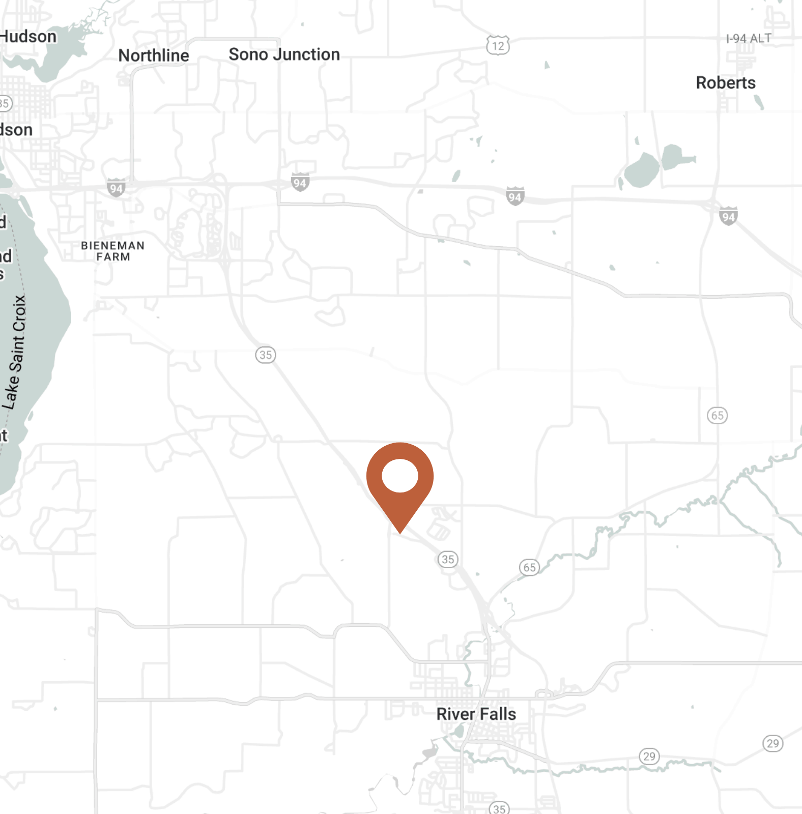 A smaller Map showing Brookgreen Townhomes location in River Falls, WI